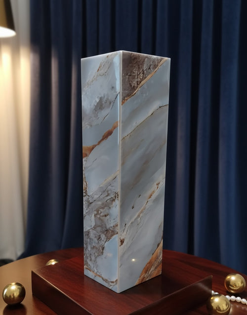 Decorative Marble Wooden Vase for Flowers, Plants, Home and Office Decor | Handcrafted Centerpiece for Bedroom Living Room Office | Gift for Anniversary Diwali Onam Festival | 12 Inch (1, Pink)
