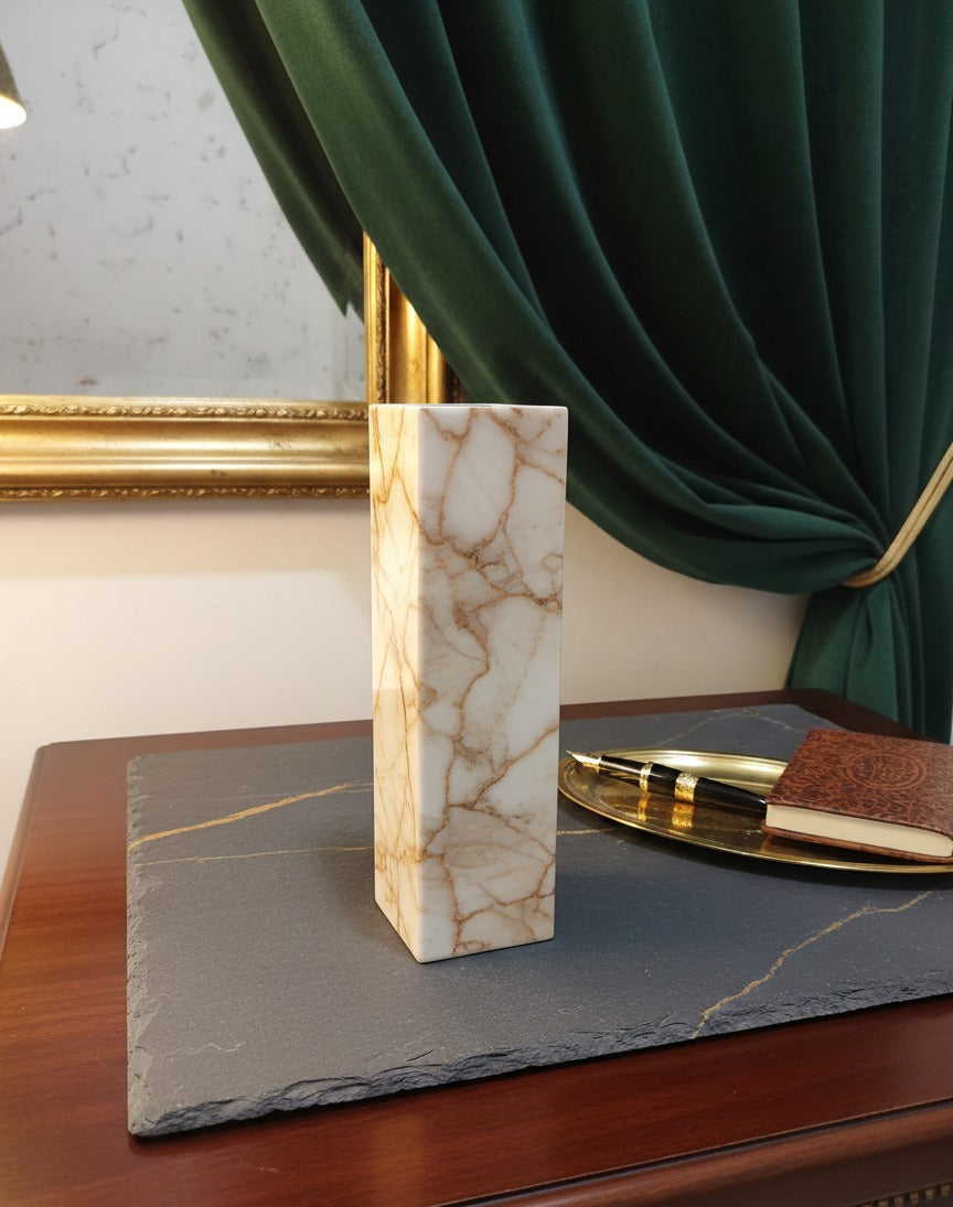 Decorative Marble Wooden Vase for Flowers, Plants, Home and Office Decor | Handcrafted Centerpiece for Bedroom Living Room Office | Gift for Anniversary Diwali Onam Festival | 12 Inch (1, Pink)