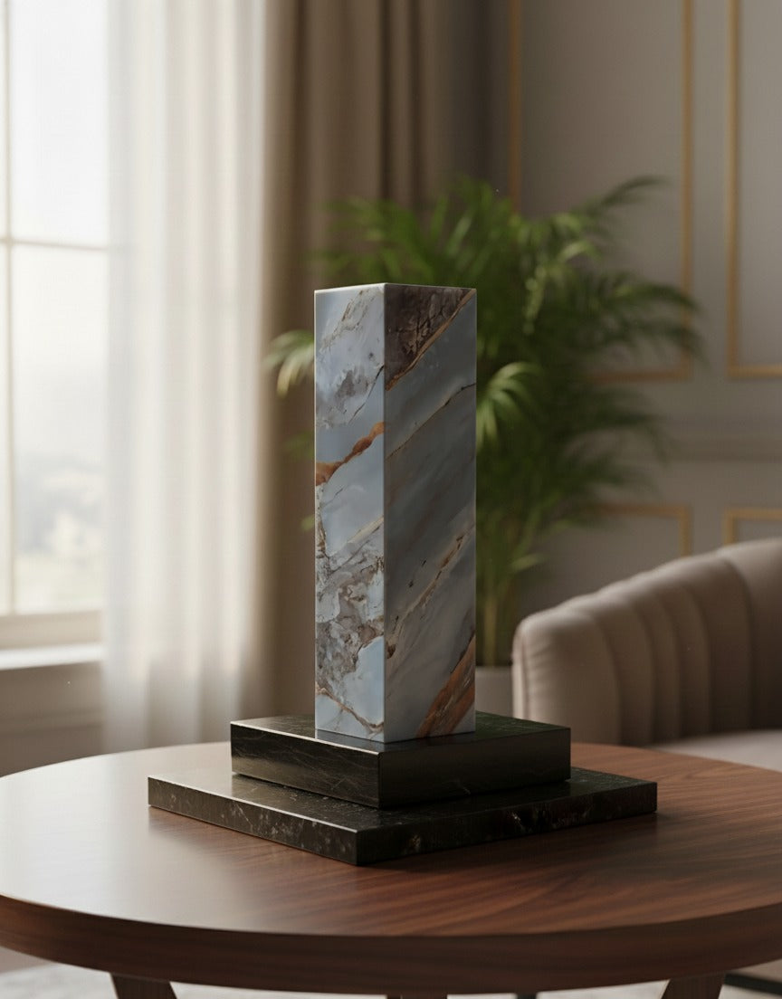 Decorative Marble Wooden Vase for Flowers, Plants, Home and Office Decor | Handcrafted Centerpiece for Bedroom Living Room Office | Gift for Anniversary Diwali Onam Festival | 12 Inch (1, Pink)
