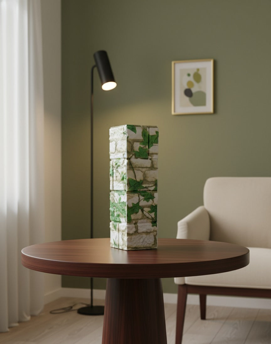 Ivy Green Mosaic 12 inch rectangular wooden column vase – view 4