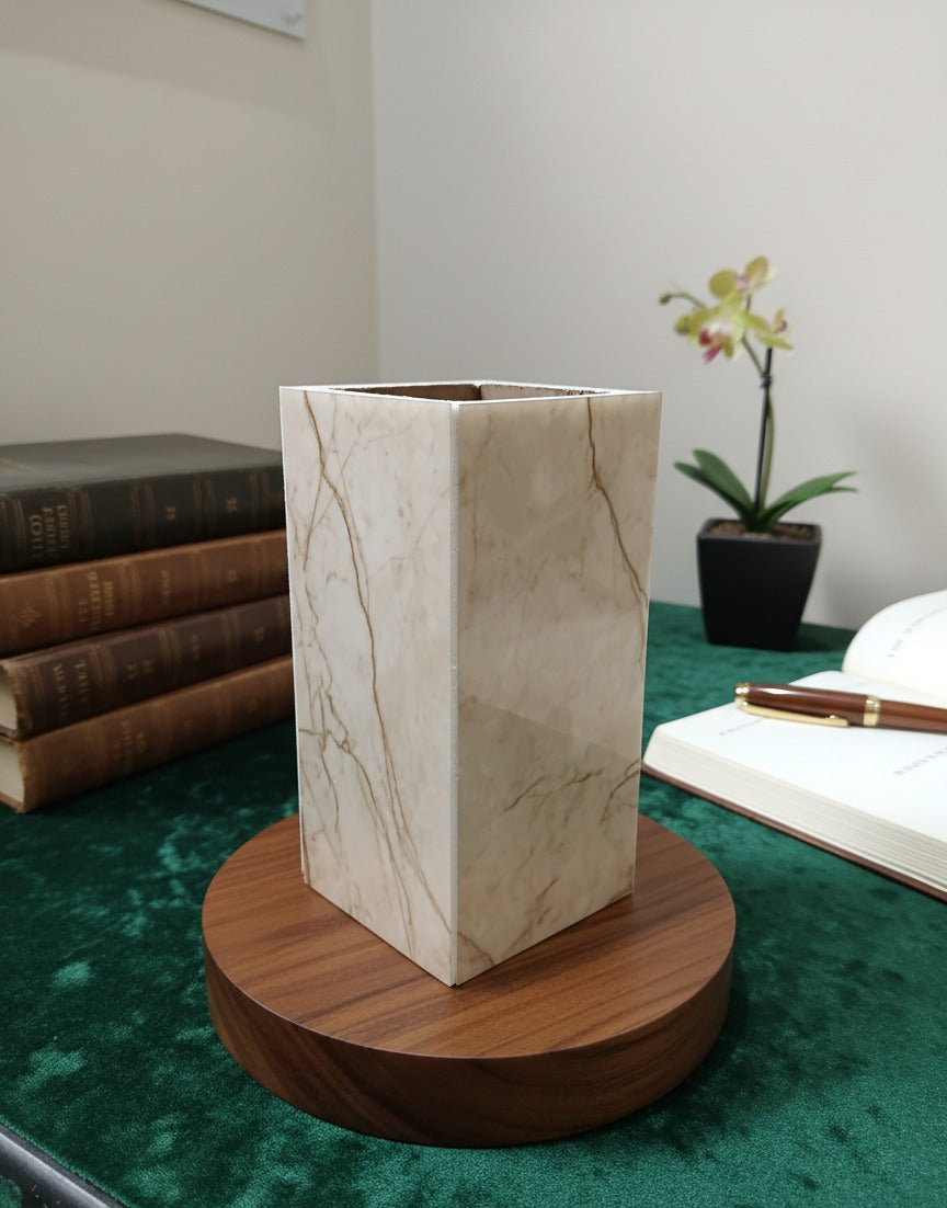 Decorative Marble Wooden Vase for Flowers, Plants, Home and Office Decor | Handcrafted Centerpiece for Bedroom Living Room Office | Gift for Anniversary Diwali Onam Festival | 6 Inch (1, Pink)