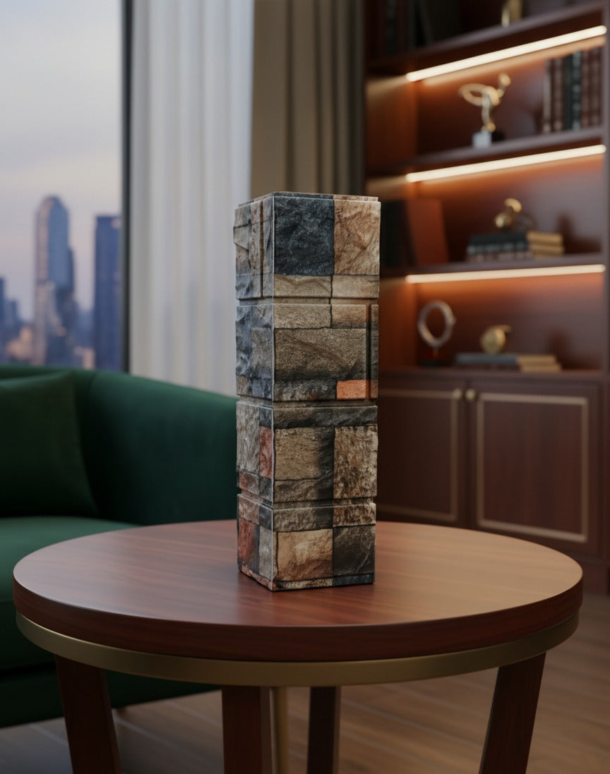 Mosaic Tile Decorative Wooden Vase for Flowers, Plants, Home and Office Decor | Handcrafted Centerpiece for Bedroom Living Room Office | Gift for Anniversary Diwali Onam Festival | 12 Inch (1, Orange)